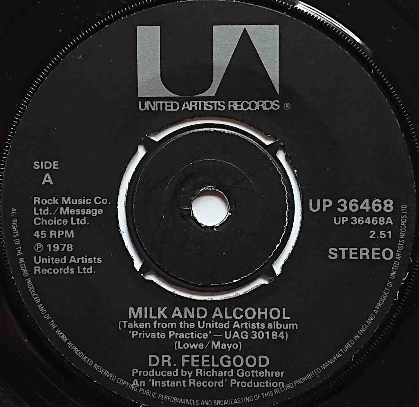 UP 36468 Milk and alcohol Dr Feelgood  Label